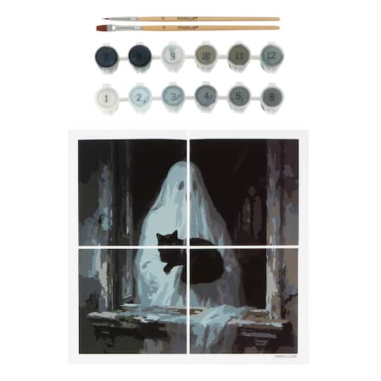 Ghost & Black Cat in Window Paint-by-Number Gallery Mini Kit by Artist's Loft®